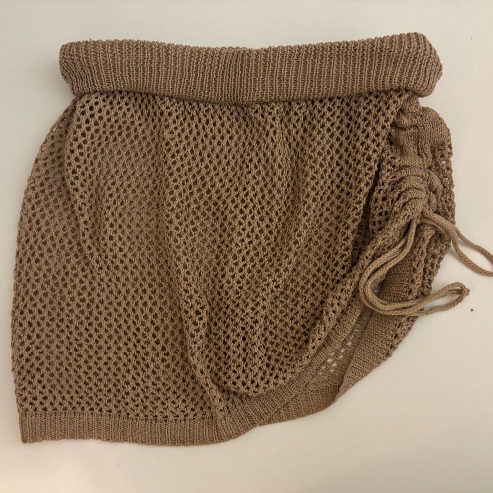 Tan knit cover up skirt